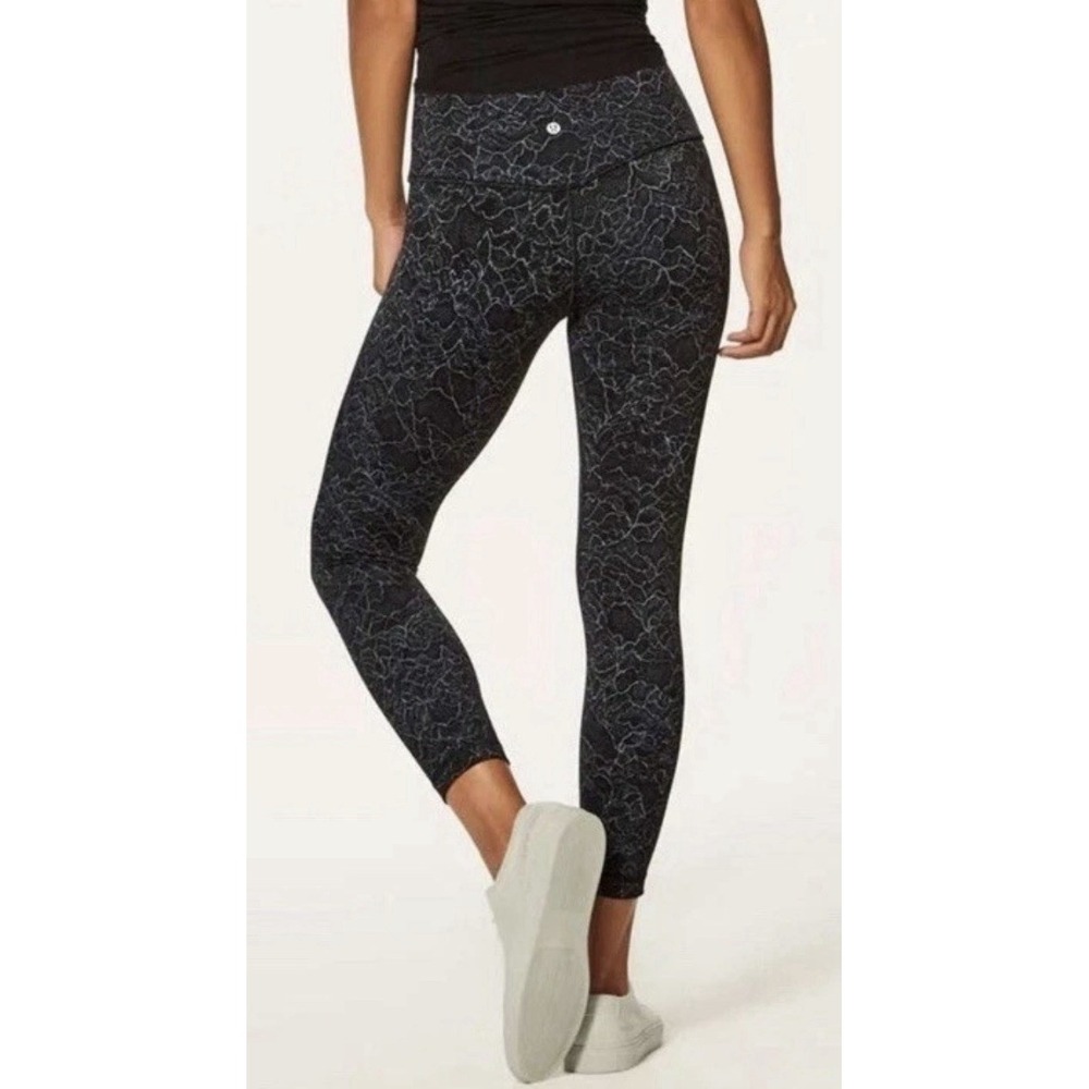 Lululemon Align Pant II Lacescape Dark Cast Black Gray Sz 4 / 26" Inseam